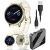 imageGarmin Venu 4 41mm AMOLED Advanced Health ampamp Fitness GPS Smartwatch Bright ampamp Colorful Display Builtin Flashlight Up to 10 Days Slate with Black Silicone Band wWearable4U White Earbuds BundleLunar GoldBone