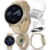 imageGarmin Venu 4 41mm AMOLED Advanced Health ampamp Fitness GPS Smartwatch Bright ampamp Colorful Display Builtin Flashlight Up to 10 Days Slate with Black Silicone Band wWearable4U White Earbuds BundleBoneLight Sand