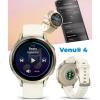 imageGarmin Venu 4 41mm AMOLED Advanced Health ampamp Fitness GPS Smartwatch Bright ampamp Colorful Display Builtin Flashlight Up to 10 Days Slate with Black Silicone Band wWearable4U White Earbuds BundleLunar GoldBone