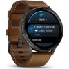 imageGarmin Venu 4 41mm AMOLED Advanced Health ampamp Fitness GPS Smartwatch Bright ampamp Colorful Display Builtin Flashlight Up to 10 Days Slate with Black Silicone Band wWearable4U White Earbuds BundleBrown