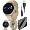 imageGarmin Venu 4 41mm AMOLED Advanced Health ampamp Fitness GPS Smartwatch Bright ampamp Colorful Display Builtin Flashlight Up to 10 Days Slate with Black Silicone Band wWearable4U White Earbuds BundleBoneLight Sand
