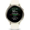 imageGarmin Venu 4 41mm AMOLED Advanced Health ampamp Fitness GPS Smartwatch Bright ampamp Colorful Display Builtin Flashlight Up to 10 Days Slate with Black Silicone Band wWearable4U White Earbuds BundleLunar GoldBone