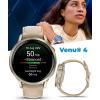 imageGarmin Venu 4 41mm AMOLED Advanced Health ampamp Fitness GPS Smartwatch Bright ampamp Colorful Display Builtin Flashlight Up to 10 Days Slate with Black Silicone Band wWearable4U White Earbuds BundleBoneLight Sand