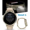 imageGarmin Venu 4 41mm AMOLED Advanced Health ampamp Fitness GPS Smartwatch Bright ampamp Colorful Display Builtin Flashlight Up to 10 Days Slate with Black Silicone Band wWearable4U White Earbuds BundleBoneLight Sand