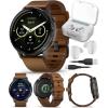 imageGarmin Venu 4 41mm AMOLED Advanced Health ampamp Fitness GPS Smartwatch Bright ampamp Colorful Display Builtin Flashlight Up to 10 Days Slate with Black Silicone Band wWearable4U White Earbuds BundleBrown
