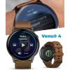 imageGarmin Venu 4 41mm AMOLED Advanced Health ampamp Fitness GPS Smartwatch Bright ampamp Colorful Display Builtin Flashlight Up to 10 Days Slate with Black Silicone Band wWearable4U White Earbuds BundleBrown