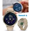imageGarmin Venu 4 41mm AMOLED Advanced Health ampamp Fitness GPS Smartwatch Bright ampamp Colorful Display Builtin Flashlight Up to 10 Days Slate with Black Silicone Band wWearable4U White Earbuds BundleBoneLight Sand