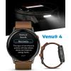 imageGarmin Venu 4 41mm AMOLED Advanced Health ampamp Fitness GPS Smartwatch Bright ampamp Colorful Display Builtin Flashlight Up to 10 Days Slate with Black Silicone Band wWearable4U White Earbuds BundleBrown