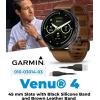 imageGarmin Venu 4 41mm AMOLED Advanced Health ampamp Fitness GPS Smartwatch Bright ampamp Colorful Display Builtin Flashlight Up to 10 Days Slate with Black Silicone Band wWearable4U White Earbuds BundleBrown