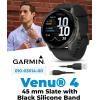 imageGarmin Venu 4 41mm AMOLED Advanced Health ampamp Fitness GPS Smartwatch Bright ampamp Colorful Display Builtin Flashlight Up to 10 Days Slate with Black Silicone Band wWearable4U White Earbuds BundleSlateBlack