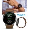 imageGarmin Venu 4 41mm AMOLED Advanced Health ampamp Fitness GPS Smartwatch Bright ampamp Colorful Display Builtin Flashlight Up to 10 Days Slate with Black Silicone Band wWearable4U White Earbuds BundleBrown