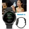 imageGarmin Venu 4 41mm AMOLED Advanced Health ampamp Fitness GPS Smartwatch Bright ampamp Colorful Display Builtin Flashlight Up to 10 Days Slate with Black Silicone Band wWearable4U White Earbuds BundleSlateBlack