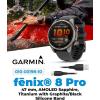 imageWearable4U Garmin Fenix 8 Pro  47mm AMOLED Premium Connected Multisport GPS Smartwatch inReach Technology Sapphire Titanium with GraphiteBlack Silicone Band w PowerBank BundleTitanium  GraphiteBlack