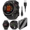 imageWearable4U Garmin Fenix 8 Pro  47mm AMOLED Premium Connected Multisport GPS Smartwatch inReach Technology Sapphire Titanium with GraphiteBlack Silicone Band w PowerBank BundleCarbon Gray DLC Titanium  BlackPebble Gray