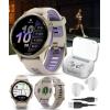 imageWearable4U Garmin Forerunner 970 Carbon Gray DLC Titanium Smartwatch with Black Case and BlackTranslucent Whitestone Band White Earbuds Bundle955 Solar  Whitestone