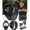 imageWearable4U Garmin Forerunner 970 Carbon Gray DLC Titanium Smartwatch with Black Case and BlackTranslucent Whitestone Band White Earbuds Bundle970  Black