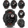 imageWearable4U Garmin Instinct 3 Solar 50 mm Rugged Outdoor GPS Smartwatch Builtin Flashlight Up to 40 Days of Battery Life Black with Charcoal Band Bundle