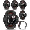 imageWearable4U Garmin Instinct 3 Solar 50 mm Rugged Outdoor GPS Smartwatch Builtin Flashlight Up to 40 Days of Battery Life Black with Charcoal Band Bundle