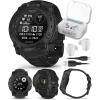 imageWearable4U Garmin Instinct 3 Tactical Edition Solar Charging Display 45mm Rugged Outdoor GPS Smartwatch Applied Ballistics Support LED Flashlight MultiBand GPS White Earbuds BundleSOLAR  50 mm