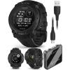 imageWearable4U Garmin Instinct 3 Tactical Edition Solar Charging Display 45mm Rugged Outdoor GPS Smartwatch Applied Ballistics Support LED Flashlight MultiBand GPS White Earbuds BundleSOLAR  45 mm