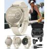 imageWearable4U Garmin Lily 2 Active Lunar Gold with Bone Silicone Band Small and Stylish Smartwatch Builtin GPS Hidden Display Patterned Lens Up to 9 Days Battery Life Black Earbuds BundleLily 2 Active Black EarBuds