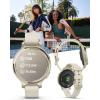 imageWearable4U Garmin Lily 2 Active Lunar Gold with Bone Silicone Band Small and Stylish Smartwatch Builtin GPS Hidden Display Patterned Lens Up to 9 Days Battery Life Black Earbuds BundleLily 2 Active White EarBuds