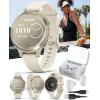 imageWearable4U Garmin Lily 2 Active Lunar Gold with Bone Silicone Band Small and Stylish Smartwatch Builtin GPS Hidden Display Patterned Lens Up to 9 Days Battery Life Black Earbuds BundleLily 2 Active White EarBuds