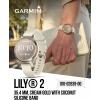 imageWearable4U Garmin Lily 2 Active Lunar Gold with Bone Silicone Band Small and Stylish Smartwatch Builtin GPS Hidden Display Patterned Lens Up to 9 Days Battery Life Black Earbuds BundleLily 2 Power Bank