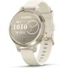 imageWearable4U Garmin Lily 2 Active Lunar Gold with Bone Silicone Band Small and Stylish Smartwatch Builtin GPS Hidden Display Patterned Lens Up to 9 Days Battery Life Black Earbuds BundleLily 2 Active Black EarBuds