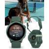 imageWearable4U Garmin Vivoactive 6  Health ampamp Fitness Smartwatch 12 in Bright AMOLED GPS Sports Tracking Up to 11 Days of Battery Metallic Jasper Green ampamp Jasper Green Band w White Earbuds BundleWhite EarBuds