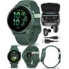 imageWearable4U Garmin Vivoactive 6  Health ampamp Fitness Smartwatch 12 in Bright AMOLED GPS Sports Tracking Up to 11 Days of Battery Metallic Jasper Green ampamp Jasper Green Band w White Earbuds BundleBlack EarBuds