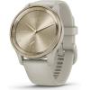 imageWearable4U Garmin vivomove Trend 40 mm Smartwatch Silver Stainless Steel Bezel with Mist Gray Case  2023 Unisex Analog Fitness Hybrid Watch with Smart Notifications Touchscreen EBank BundleCream GoldFrench Gray