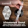 imageWearable4U Garmin vivomove Trend 40 mm Smartwatch Silver Stainless Steel Bezel with Mist Gray Case  2023 Unisex Analog Fitness Hybrid Watch with Smart Notifications Touchscreen EBank BundleSilverMist Gray