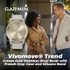 imageWearable4U Garmin vivomove Trend 40 mm Smartwatch Silver Stainless Steel Bezel with Mist Gray Case  2023 Unisex Analog Fitness Hybrid Watch with Smart Notifications Touchscreen EBank BundleCream GoldFrench Gray