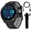 imageWearable4U  Garmin Forerunner 965 Premium GPS Running and Triathlon 47mm Smartwatch with AMOLED Touchscreen Display Carbon Gray DLC Titanium Bezel with Black Silicone Band with EBank Bundle