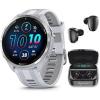 imageWearable4U  Garmin Forerunner 965 Premium GPS Running and Triathlon 47mm Smartwatch with AMOLED Touchscreen Display Titanium Bezel with Whitestone Silicone Band with Black Earbuds Bundle