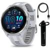 imageWearable4U  Garmin Forerunner 965 Premium GPS Running and Triathlon 47mm Smartwatch with AMOLED Touchscreen Display Titanium Bezel with Whitestone Silicone Band with EBank Bundle