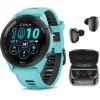 imageWearable4U Garmin Forerunner 265 Music GPS Running 46 mm Smartwatch Aqua with AMOLED 13 in Touchscreen Display Black Earbuds Bundle