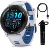 imageWearable4U Garmin Forerunner 265 Music GPS Running 46 mm Smartwatch Whitestone with AMOLED Touchscreen Display EBank Bundle