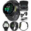 imageWearable4U Garmin Forerunner 970 Carbon Gray DLC Titanium Smartwatch with Black Case and BlackTranslucent Whitestone Band White Earbuds Bundle970  Black