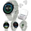 imageWearable4U Garmin Venu 3S GPS Smartwatch AMOLED Display 41 mm Watch Advanced Health and Fitness Features Up to 10 Days of Battery Wheelchair Mode Sleep Coach Sage Gray Black Earbuds BundleSilverSage Gray White EarBuds