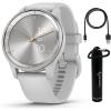 imageWearable4U Garmin vivomove Trend 40 mm Smartwatch Silver Stainless Steel Bezel with Mist Gray Case  2023 Unisex Analog Fitness Hybrid Watch with Smart Notifications Touchscreen EBank BundleSilverMist Gray