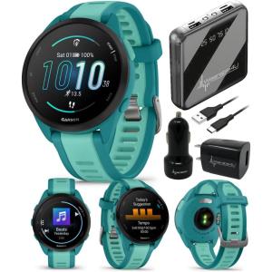 imageGarmin Forerunner 165 Music Running Smartwatch Colorful AMOLED Touchscreen Training Metrics and Recovery Insights Includes Wearable4U PowerPack Adapters Bundle BerryLilacTurquoiseAqua