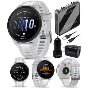 imageGarmin Forerunner 165 Music Running Smartwatch Colorful AMOLED Touchscreen Training Metrics and Recovery Insights Includes Wearable4U PowerPack Adapters Bundle BerryLilacMist GrayWhitestone