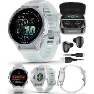 imageGarmin Forerunner 570 47mm Advanced GPS Running ampamp Triathlon Smartwatch AMOLED Display Training ampamp Recovery Amp Yellow Aluminum wTranslucent WhitestoneTurquoise Band w Wearable4U PowerBank BundleCloud Blue  Whitestone BLK EarBuds