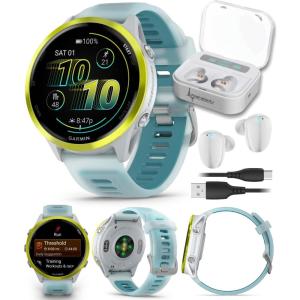 imageGarmin Forerunner 570 47mm Advanced GPS Running ampamp Triathlon Smartwatch AMOLED Display Training ampamp Recovery Amp Yellow Aluminum wTranslucent WhitestoneTurquoise Band w Wearable4U PowerBank BundleYellow  Whitestone WHT EarBuds