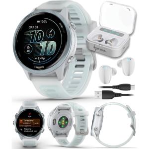 imageGarmin Forerunner 570 47mm Advanced GPS Running ampamp Triathlon Smartwatch AMOLED Display Training ampamp Recovery Amp Yellow Aluminum wTranslucent WhitestoneTurquoise Band w Wearable4U PowerBank BundleCloud Blue  Whitestone WHT EarBuds