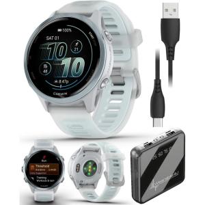 imageGarmin Forerunner 570 47mm Advanced GPS Running ampamp Triathlon Smartwatch AMOLED Display Training ampamp Recovery Amp Yellow Aluminum wTranslucent WhitestoneTurquoise Band w Wearable4U PowerBank BundleCloud Blue  Whitestone PowerBank