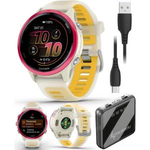 imageGarmin Forerunner 570 47mm Advanced GPS Running ampamp Triathlon Smartwatch AMOLED Display Training ampamp Recovery Amp Yellow Aluminum wTranslucent WhitestoneTurquoise Band w Wearable4U PowerBank BundleRaspberry  BoneMango PowerBank