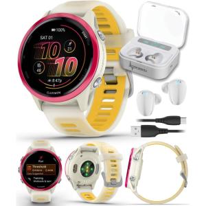 imageGarmin Forerunner 570 47mm Advanced GPS Running ampamp Triathlon Smartwatch AMOLED Display Training ampamp Recovery Amp Yellow Aluminum wTranslucent WhitestoneTurquoise Band w Wearable4U PowerBank BundleRaspberry  BoneMango WHT EarBuds